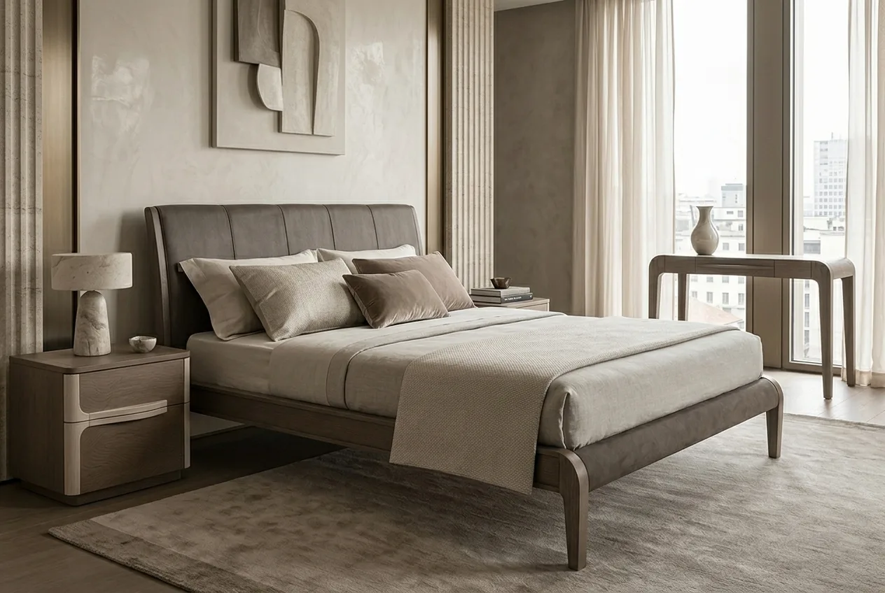 CLEO Кровать RULER, эконабук EN2609, цвет 286 DENVER
